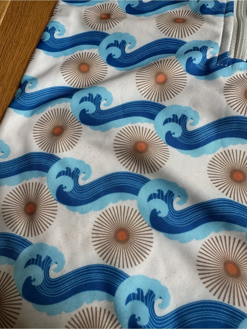 Kate Quinn Suns and Wave Zip Short Sleeve Swimsuit 2T Blue Cream